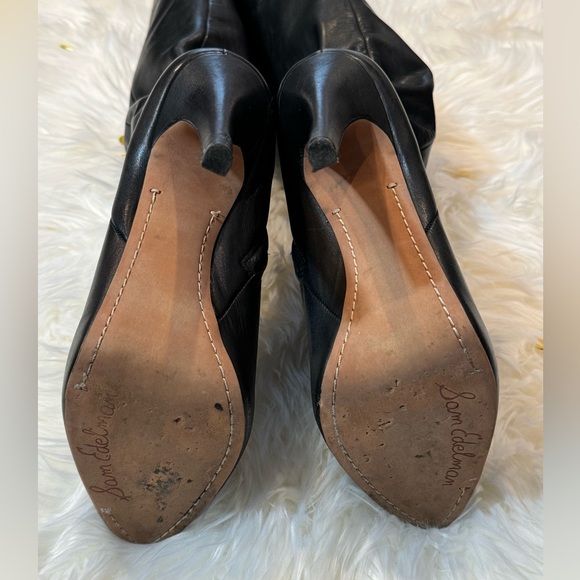 Sam Edelman Black Leather Over Knee / Thigh High Stiletto Boots Sz 10 - Picture 6 of 13